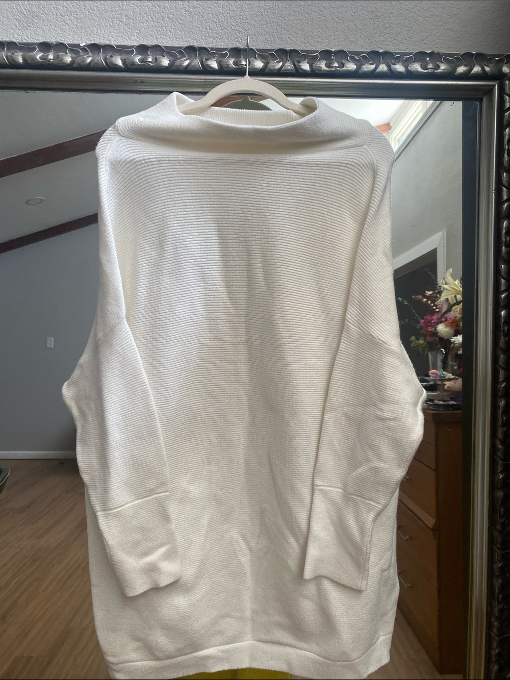 Women's White Cowl Neck Sweater Tunic